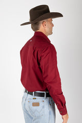 THE CATTLEMAN’S FULL BUTTON WORK SHIRT - BURGUNDY