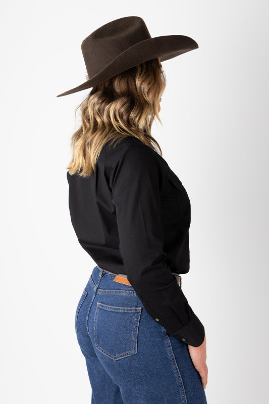 THE MATILDA FULL BUTTON WORK SHIRT - BLACK