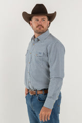 CL Cowboy Pearl Snap Button Up - Blue & White Star Print