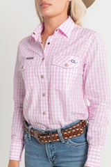 CL Cowgirl Pearl Snap Button Up - Pink & White Check