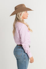 CL Cowgirl Pearl Snap Button Up - Pink & White Check