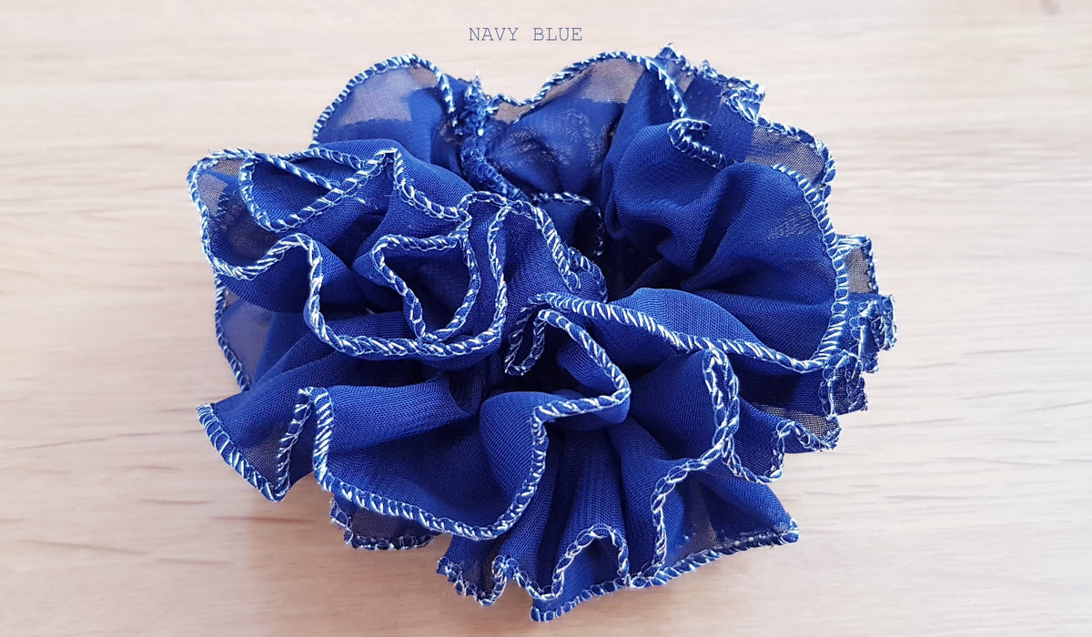 Cindy Hair Scrunchie - Black, white/silver, white/gold royal blue, Navy - Free postage in Australia