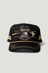 Country Labelled Golf Cap With Magnetic Ball Marker - Shooting Birdies - Black & Gold