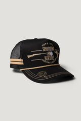 Country Labelled Golf Cap With Magnetic Ball Marker - Shooting Birdies - Black & Gold