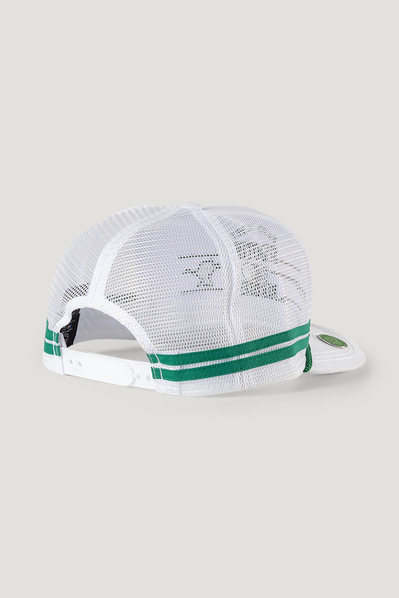 Country Labelled Golf Cap With Magnetic Ball Marker - Shooting Birdies - White & Green