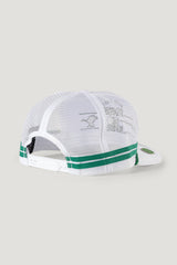 Country Labelled Golf Cap With Magnetic Ball Marker - Shooting Birdies - White & Green