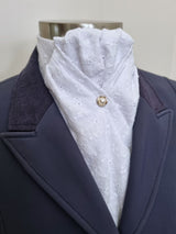ERA DEB Broderie Anglais Stock Tie - Limited Special Edition - White embroidered cotton with pearl stud pin