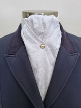 ERA DEB Broderie Anglais Stock Tie - Limited Special Edition - White embroidered cotton with pearl stud pin