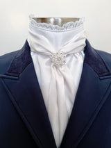 ERA Elle Stock Tie - Soft Ties with Lace trim, piping and Brooch