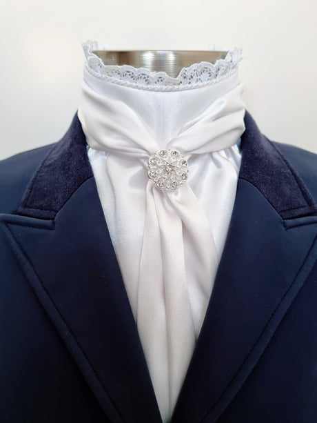 ERA Elle Stock Tie - Soft Ties with Lace trim, piping and Brooch