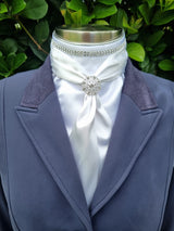ERA Elle Stock Tie - Soft Ties with Clear Crystal trim, piping and Brooch