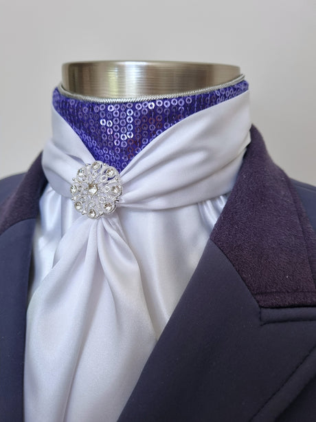ERA Elle Stock Tie - Soft Ties with Purple sequins & brooch