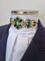 ERA Euro Royale - White satin with Emerald Green embellishment and gold piping