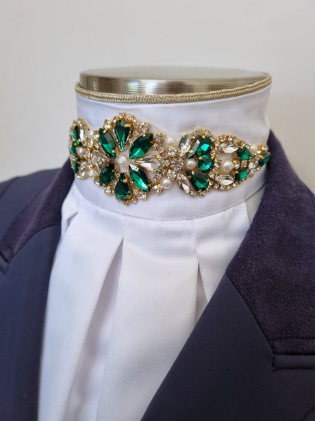 ERA Euro Royale - White satin with Emerald Green embellishment and gold piping