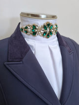 ERA Euro Royale - White satin with Emerald Green embellishment and gold piping