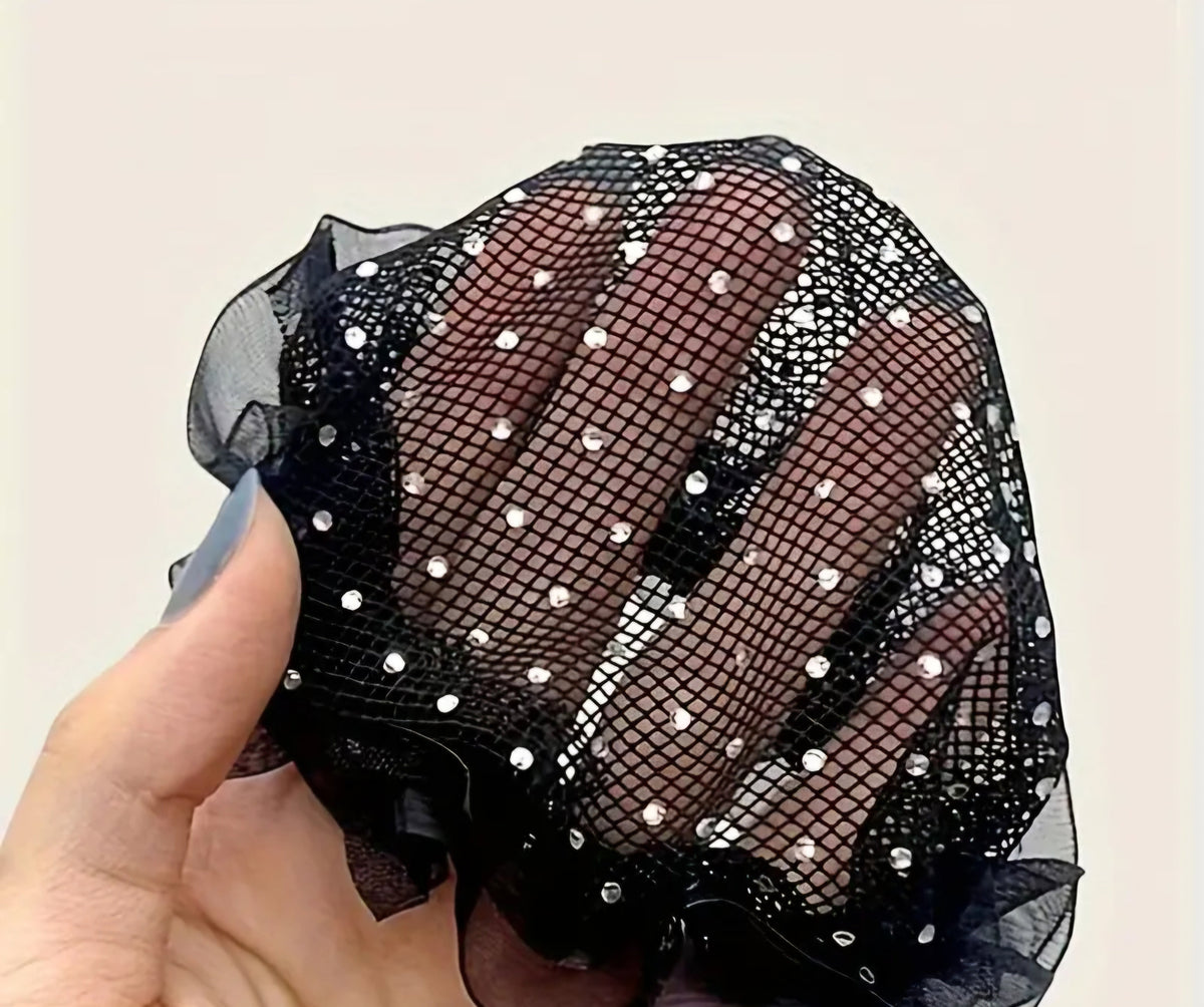 Elegant Crystal hair bun cover - Black or White - Free postage in Australia