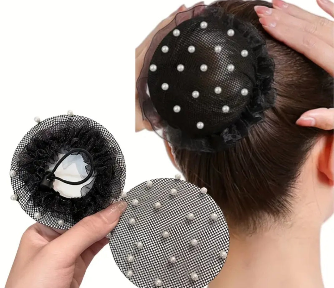 Elegant Pearl hair bun cover - Black - Free postage in Australia