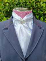 ERA Elle Stock Tie - Soft Ties with Hot Pink detail and Brooch