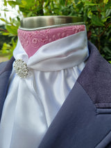 ERA Elle Stock Tie - Soft Ties with Hot Pink detail and Brooch