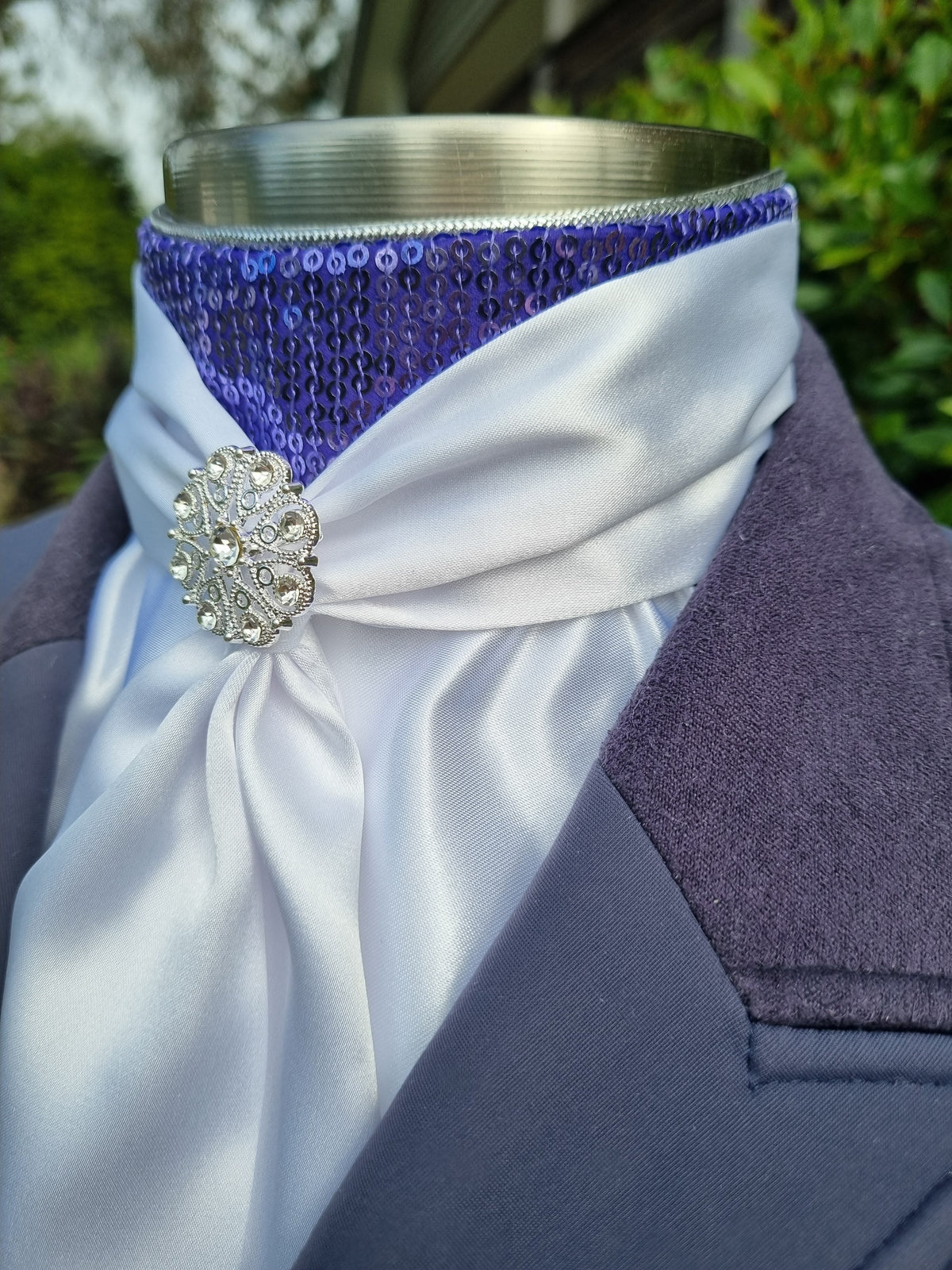 ERA Elle Stock Tie - Soft Ties with Purple sequins & brooch