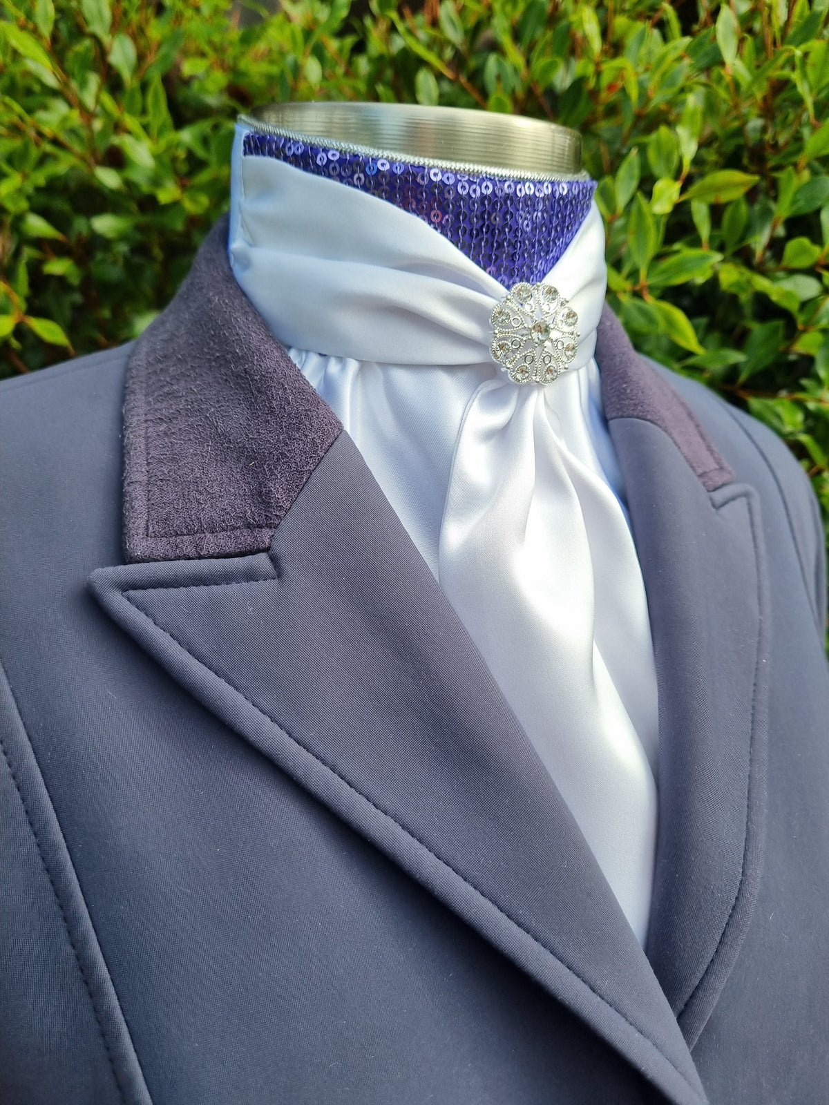 ERA Elle Stock Tie - Soft Ties with Purple sequins & brooch