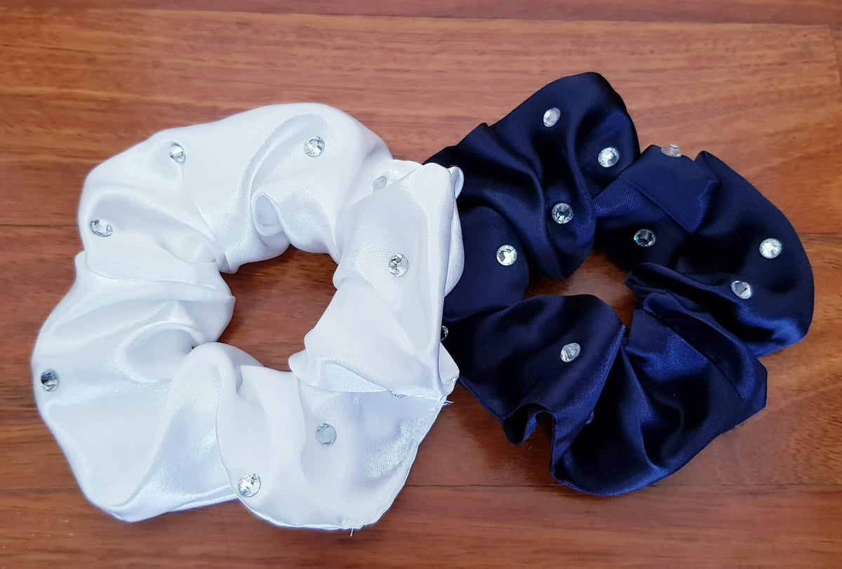 Satin Hair Scrunchies - pearls or crystals - Free postage in Australia
