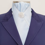ERA HARLEY STOCK TIE - Pale blue satin, silver piping and brooch