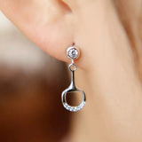 Silver crystal horse bit earrings