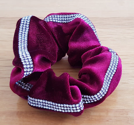 KYAH crystal trim velvet hair scrunchie - Black, burgundy, navy -- Free postage in Australia