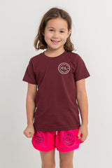 Kids Classic Signature CL T Shirt - Burgundy - White Logo