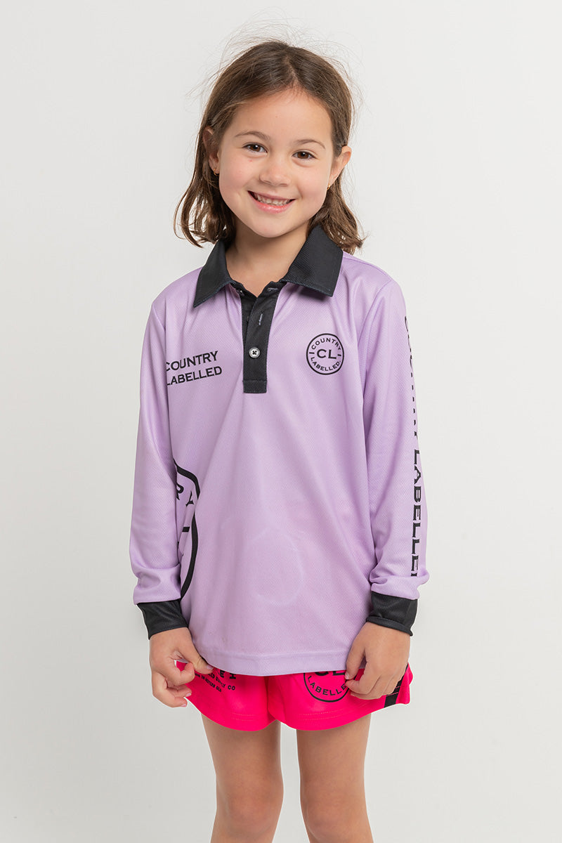 Kids Signature Fishing Shirt - Lilac & Black