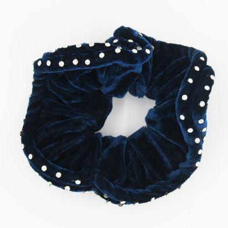 LANA Velvet hair scrunchie with 2 rows of crystals - Navy, Teal, Red - Free postage in Australia