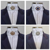 ERA EURO LYNDAL COTTON STOCK TIE - White & textured Cotton with antique brooch