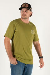 Mens Classic Signature CL T Shirt - Army Green - White Logo