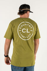 Mens Classic Signature CL T Shirt - Army Green - White Logo