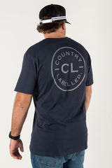 Mens Classic Signature CL T Shirt - Navy - Grey Logo