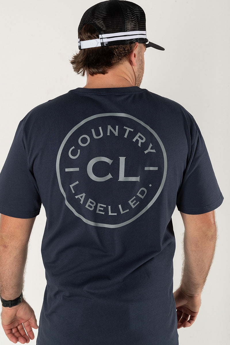 Mens Classic Signature CL T Shirt - Navy - Grey Logo