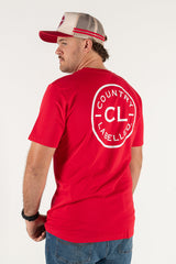 Mens Classic Signature CL T Shirt - Red - White Logo