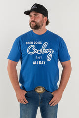 Mens Classic Signature CL T Shirt - Royal Blue - Cowboy All Day Logo