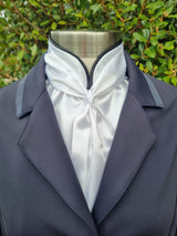 ERA Euro Elle Split Collar Stock Tie - Soft Ties with black piping, Swarovski elements and Brooch