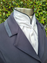 ERA Euro Elle Split Collar Stock Tie - Soft Ties with black piping, Swarovski elements and Brooch