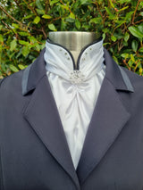 ERA Euro Elle Split Collar Stock Tie - Soft Ties with black piping, Swarovski elements and Brooch