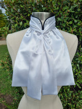 ERA Euro Elle Split Collar Stock Tie - Soft Ties with black piping, Swarovski elements and Brooch