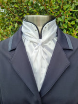 ERA Euro Elle Split Collar Stock Tie - Soft Ties with black piping, Swarovski elements and Brooch