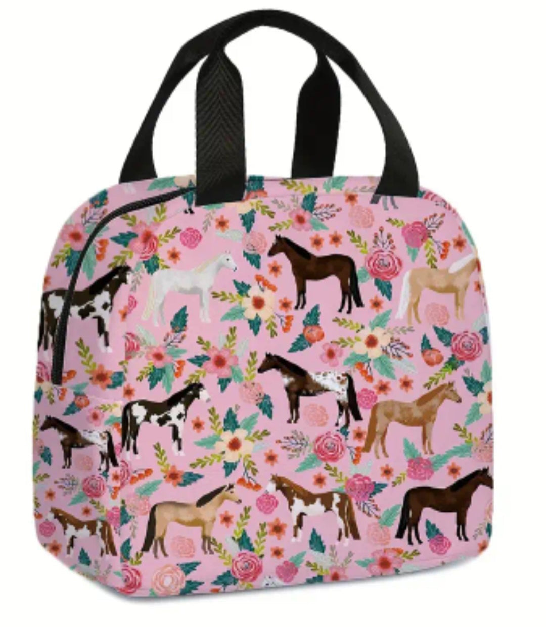 Floral Horse Print Insulated Lunch Cooler Bag - Various colours