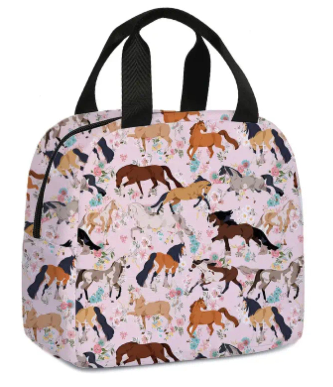 Floral Horse Print Insulated Lunch Cooler Bag - Various colours