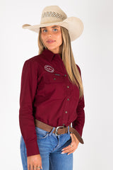 THE MATILDA FULL BUTTON WORK SHIRT - BURGUNDY