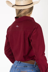 THE MATILDA FULL BUTTON WORK SHIRT - BURGUNDY