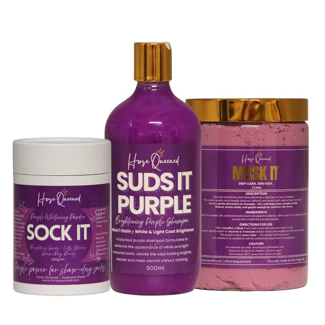 Purple Whites Pack – Horse Grooming Whitening Bundle - Horse Queened
