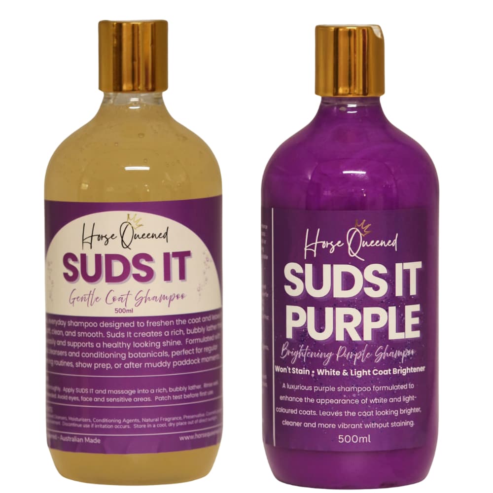 Suds It Duo – Horse Grooming Natural Clean + Natural Brightening Shampoo Set - Horse Queened